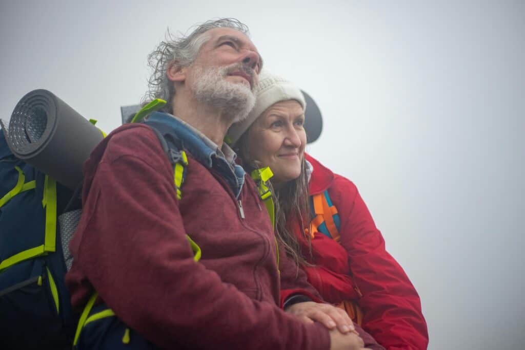 older couple backpacking together