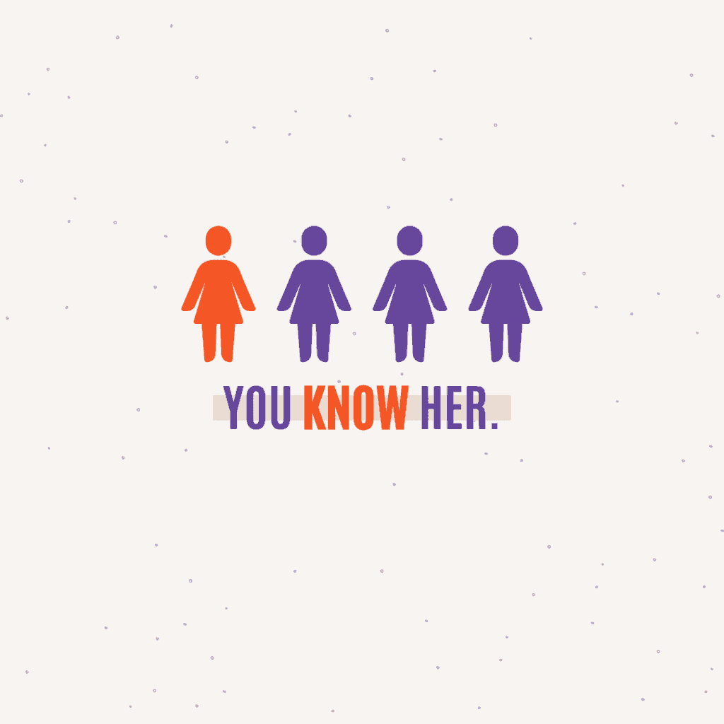 You Know Her graphic illustration of one in four women have an abortion statistic
